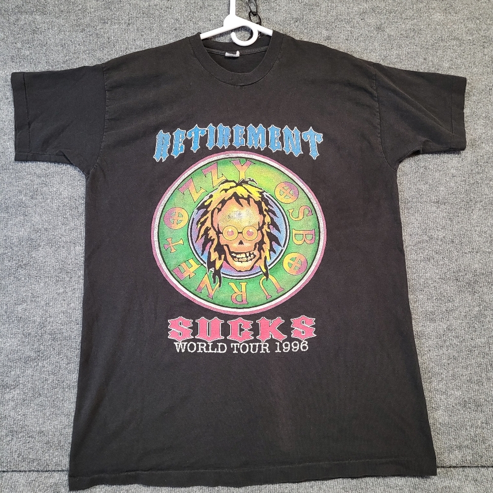 Black Vintage OZZY RETIREMENT SUCKS Graphic T-Shirt